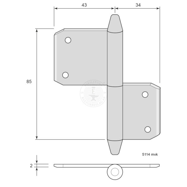 Lap hinge 5114 mvk - Image 2